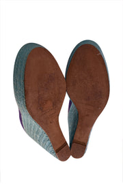 Current Boutique-Brian Atwood - Indigo Suede Espadrille Wedges Sz 10