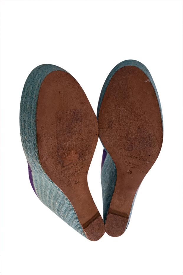 Current Boutique-Brian Atwood - Indigo Suede Espadrille Wedges Sz 10