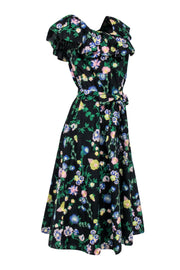 Current Boutique-Brooks Brothers - Black Off-the-Shoulder Midi Dress w/ Floral Embroidery Sz 4