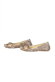 Brunomagli - Beige Snakeskin Embossed Leather Flats Sz 9 - Current Boutique