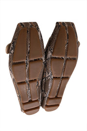 Brunomagli - Beige Snakeskin Embossed Leather Flats Sz 9 - Current Boutique