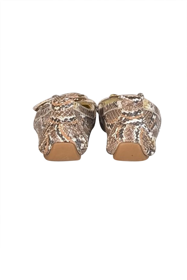 Brunomagli - Beige Snakeskin Embossed Leather Flats Sz 9 - Current Boutique