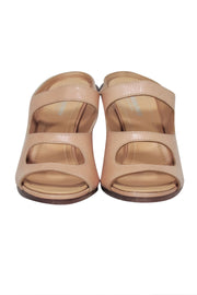 Current Boutique-Burberry - Beige Leather Open Toe "Kiersten" Mule Heels Sz 8.5