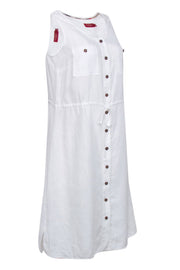 Current Boutique-Burberry - White Sleeveless Shirt Dress w/ Drawstring Waist Sz 4