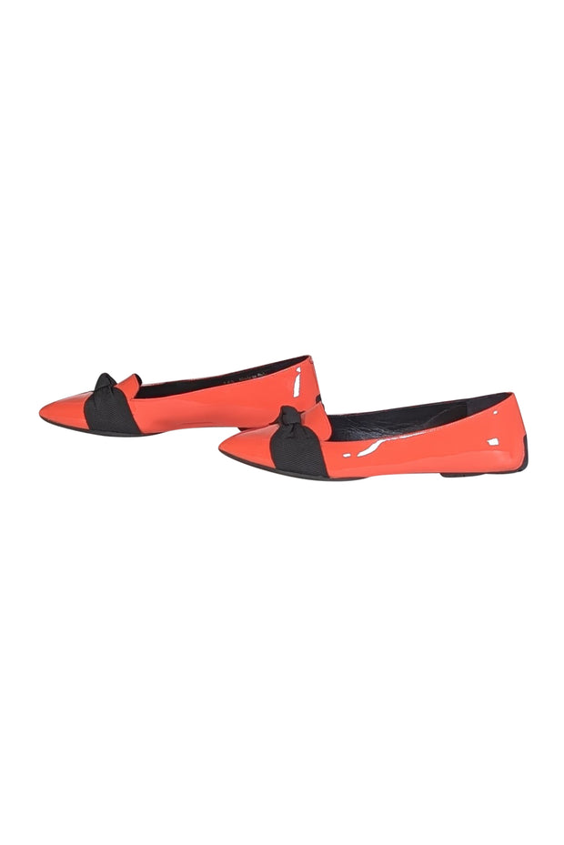 Burberry - Neon Coral Orange Patent Leather Flats Sz 5.5 - Current Boutique