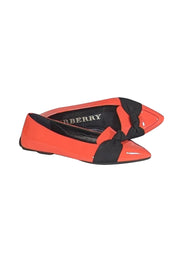 Burberry - Neon Coral Orange Patent Leather Flats Sz 5.5 - Current Boutique