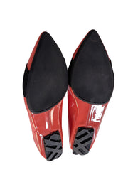 Burberry - Neon Coral Orange Patent Leather Flats Sz 5.5 - Current Boutique
