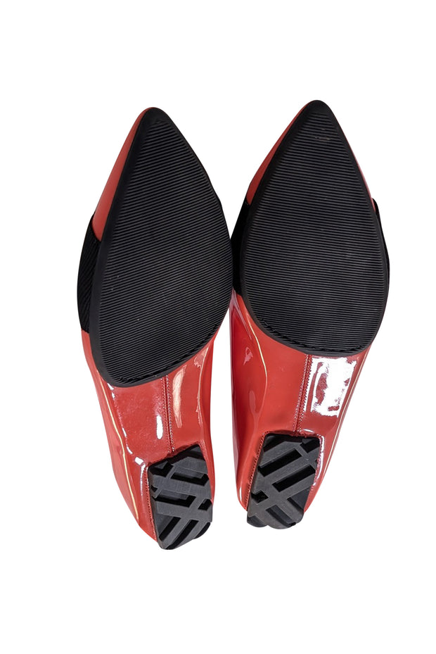 Burberry - Neon Coral Orange Patent Leather Flats Sz 5.5 - Current Boutique