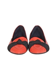 Burberry - Neon Coral Orange Patent Leather Flats Sz 5.5 - Current Boutique