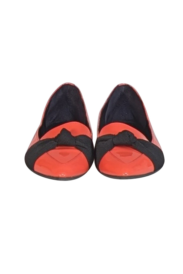Burberry - Neon Coral Orange Patent Leather Flats Sz 5.5 - Current Boutique