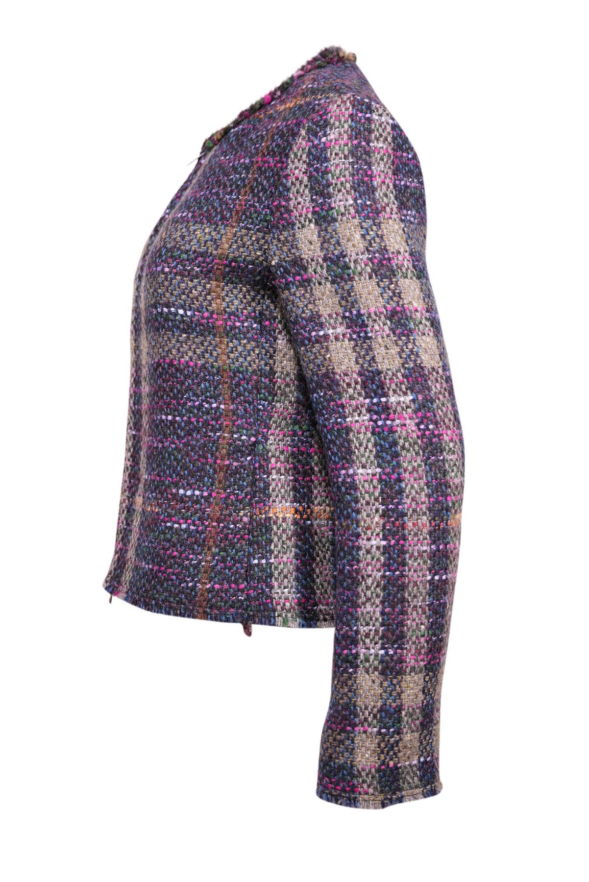 Current Boutique-Burberry - Black, Pink, Teal, & Orange Multi Color Tweed Jacket Sz 10