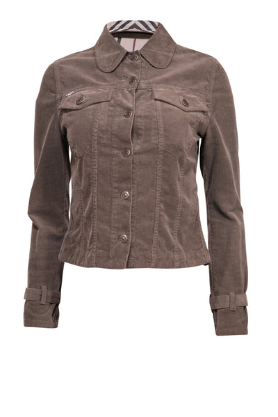 Current Boutique-Burberry - Olive Green Corduroy Button Jacket Sz 4