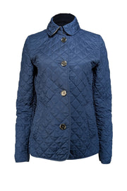 Current Boutique-Burberry - Navy Blue Quilted Button Front Jacket Sz S