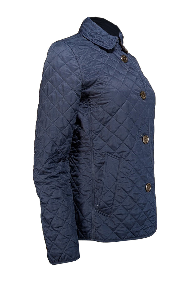 Current Boutique-Burberry - Navy Blue Quilted Button Front Jacket Sz S