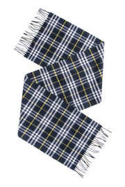 Current Boutique-Burberry - Navy, White, & Yellow Plaid Lambswool Scarf