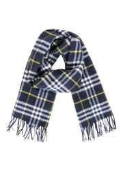 Current Boutique-Burberry - Navy, White, & Yellow Plaid Lambswool Scarf