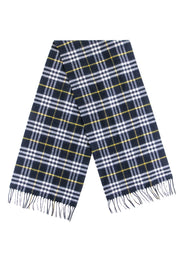 Current Boutique-Burberry - Navy, White, & Yellow Plaid Lambswool Scarf