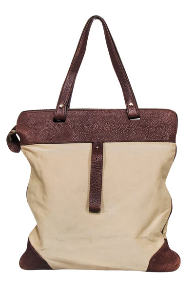 Current Boutique-Burberry - Beige Canvas Shoulder Bag w/ Brown Leather Trims