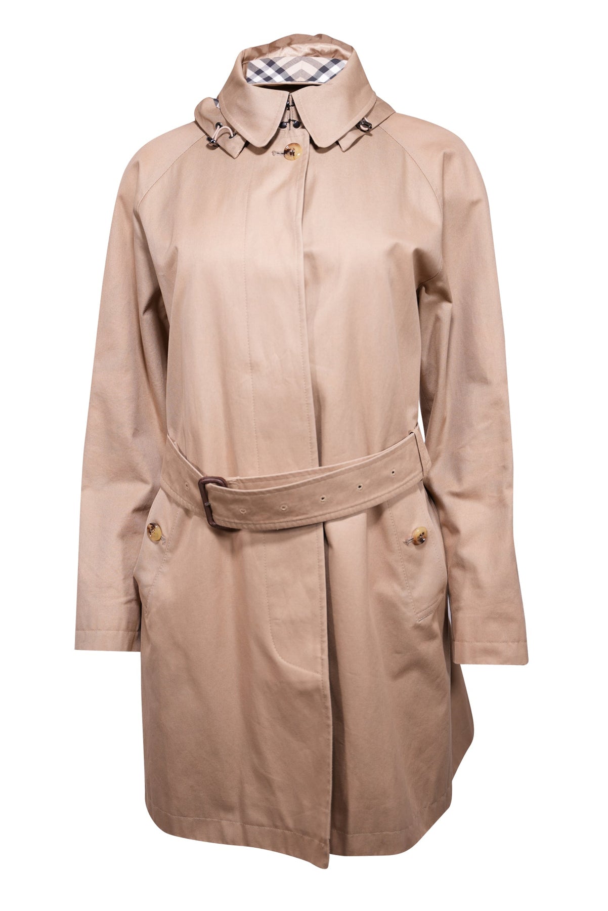 Current Boutique-Burberry - Beige Hooded Trench Coat Sz 10P