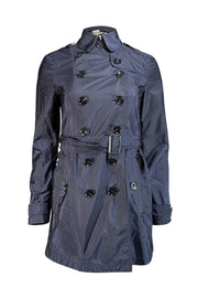 Burberry - Navy Blue Short Trench Coat Sz 2 - Current Boutique
