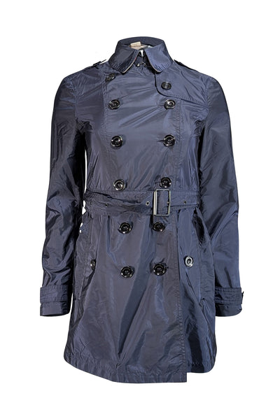 Burberry - Navy Blue Short Trench Coat Sz 2 - Current Boutique