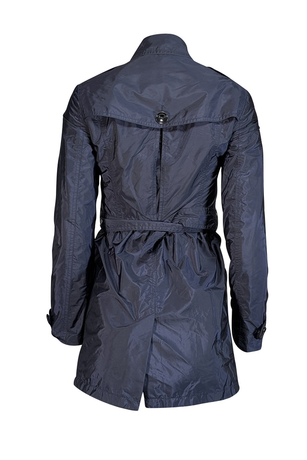 Burberry - Navy Blue Short Trench Coat Sz 2 - Current Boutique