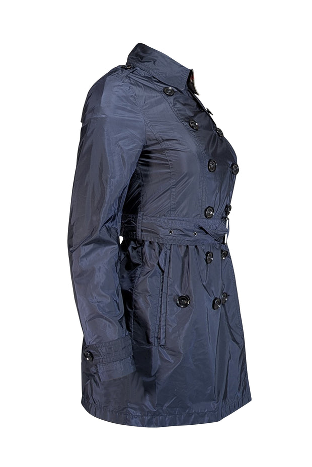 Burberry - Navy Blue Short Trench Coat Sz 2 - Current Boutique