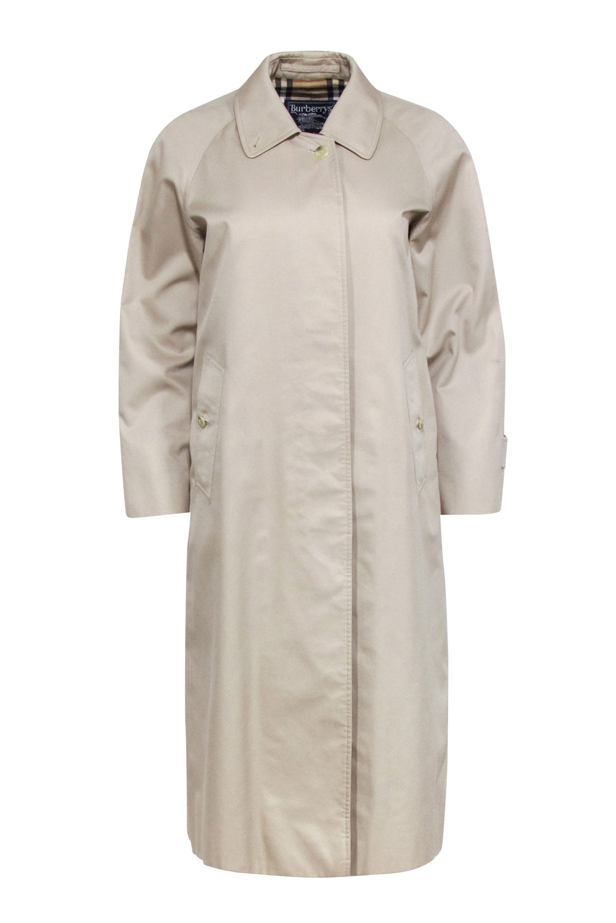 Current Boutique-Burberry - Beige Covered Button Trench Coat Sz 8P