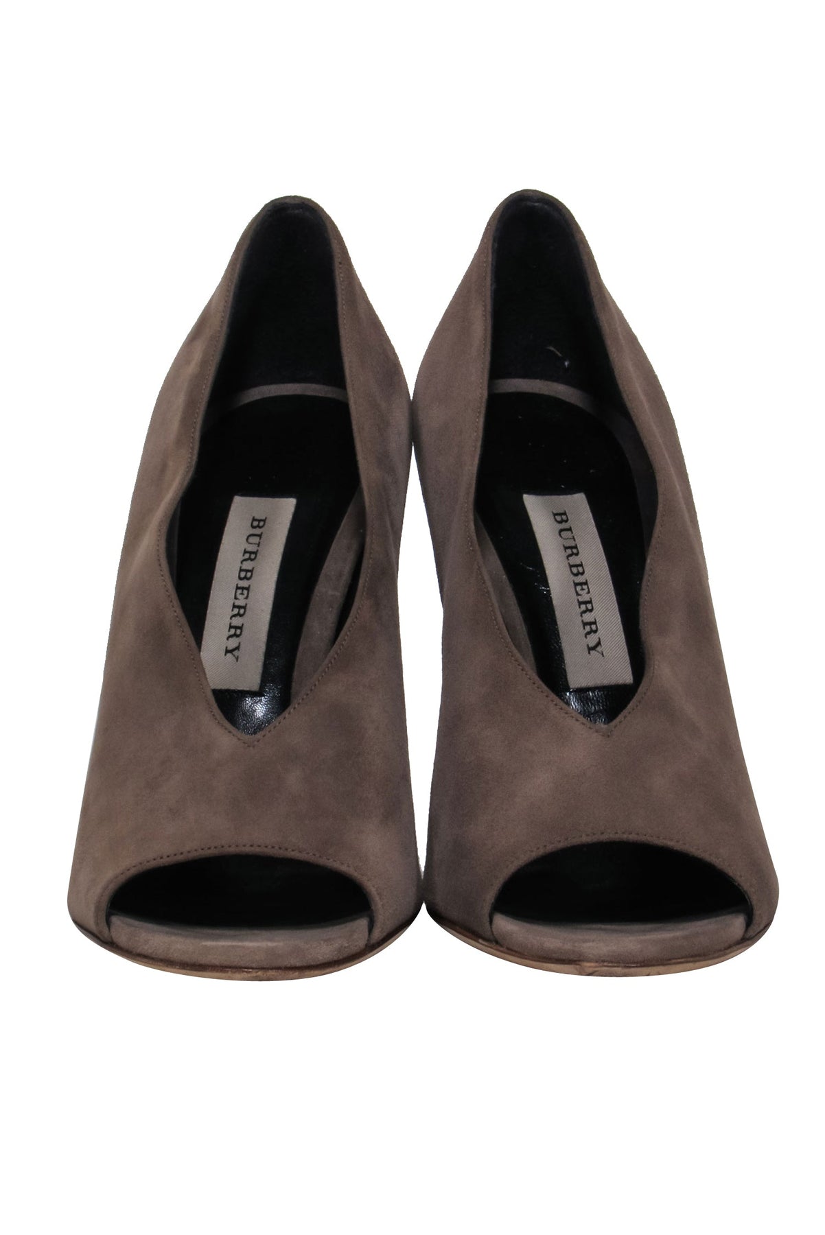 Current Boutique-Burberry - Taupe Suede Slip-On Wedges w/ Marbled Heel Sz 10
