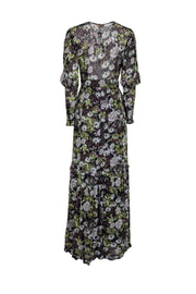 Current Boutique-byTimo - Black, Green, & Lavender Floral Print Maxi Dress Sz S