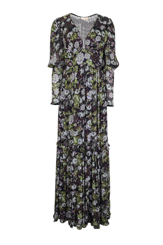 byTimo - Black, Green, & Lavender Floral Print Maxi Dress Sz S byTimo - Black, Green, & Lavender Floral Print Maxi Dress Sz S