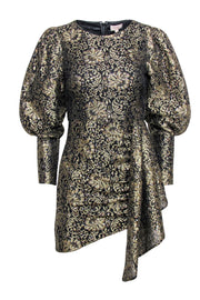 Current Boutique-Camila Coelho - Black w/ Gold Lace Cocktail Dress Sz XS