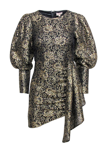 Current Boutique-Camila Coelho - Black w/ Gold Lace Cocktail Dress Sz XS