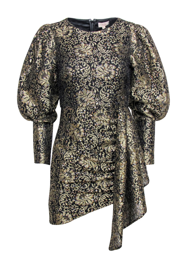 Current Boutique-Camila Coelho - Black w/ Gold Lace Cocktail Dress Sz XS
