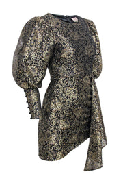 Current Boutique-Camila Coelho - Black w/ Gold Lace Cocktail Dress Sz XS