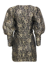 Current Boutique-Camila Coelho - Black w/ Gold Lace Cocktail Dress Sz XS