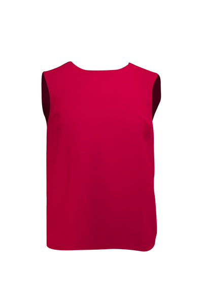 Carolina Herrera - Red Sleeveless Silver Grommet Back Top Sz 4 - Current Boutique