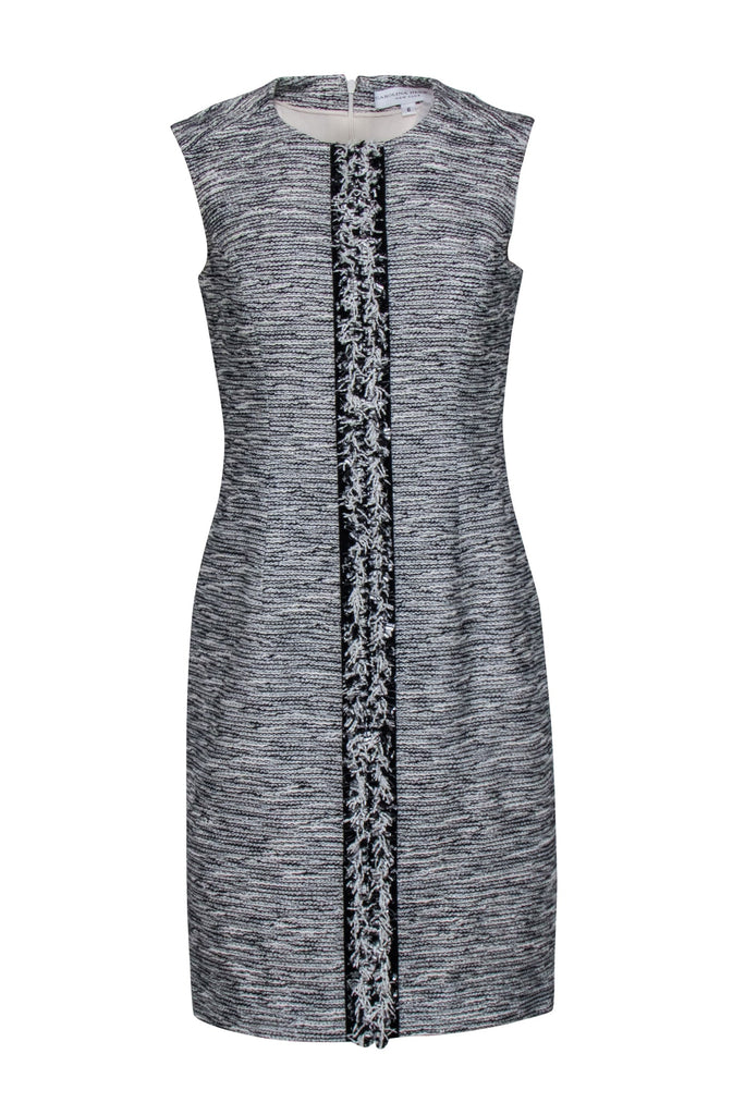 Carolina Herrera - Grey, Black & White Textured Sleeveless Dress Sz 6 Carolina Herrera - Grey, Black & White Textured Sleeveless Dress Sz 6