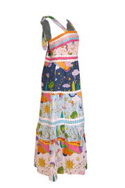 Current Boutique-Celia B - Blue & Multicolor Abstract Print Dress w/ Embroidered Trim Sz XL