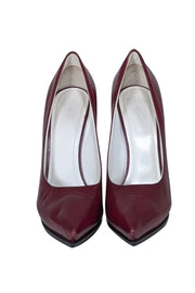 Current Boutique-Celine - Maroon Leather Chunky Heel Pumps Sz 10