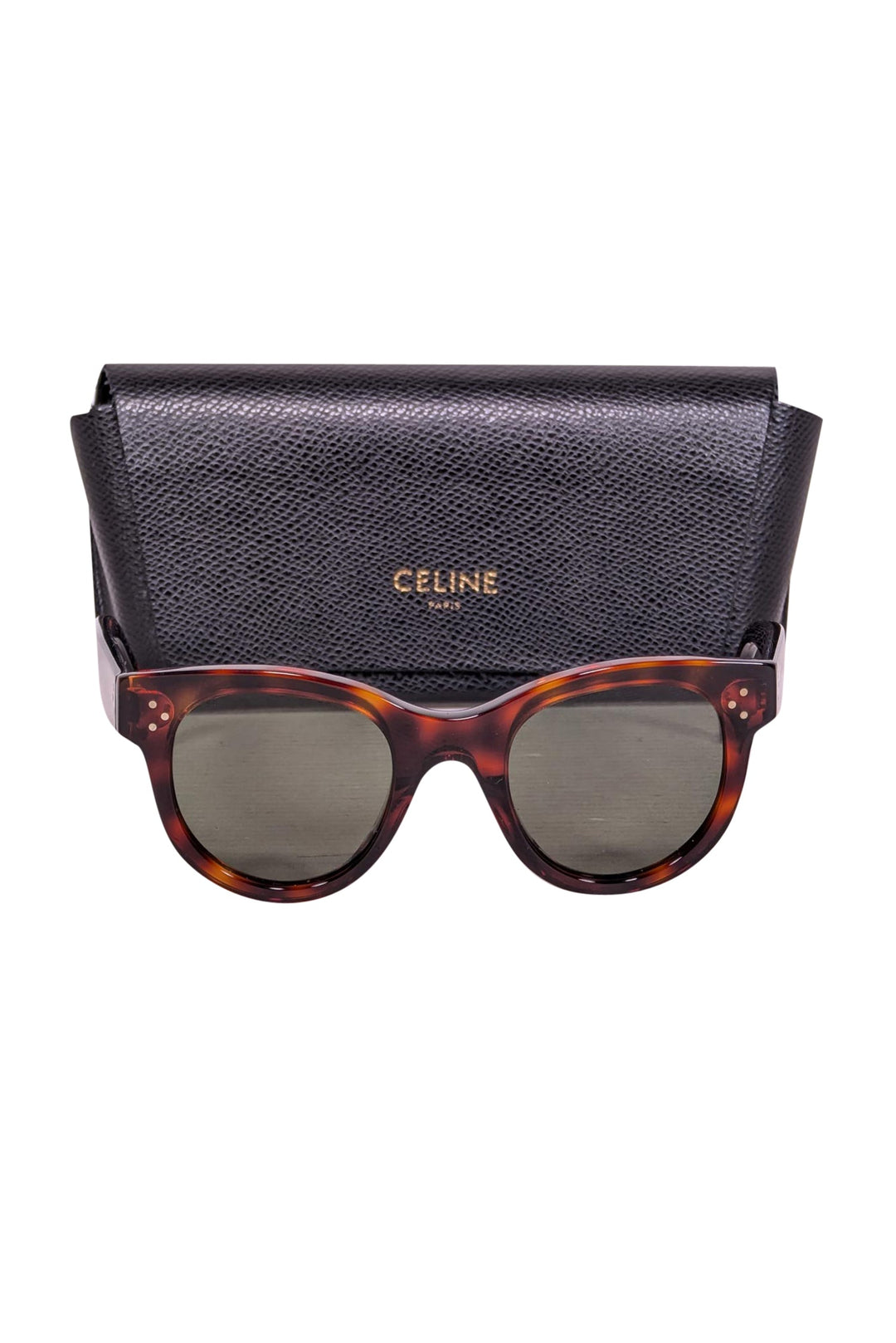 Celine - Brown Tortoise Rounded Sunglasses | Current Boutique