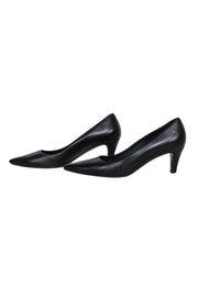 Current Boutique-Chanel - Black Leather Pointed Basic Pumps Sz 8.5