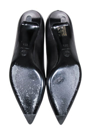 Current Boutique-Chanel - Black Leather Pointed Basic Pumps Sz 8.5