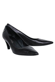 Current Boutique-Chanel - Black Leather Pointed Basic Pumps Sz 8.5