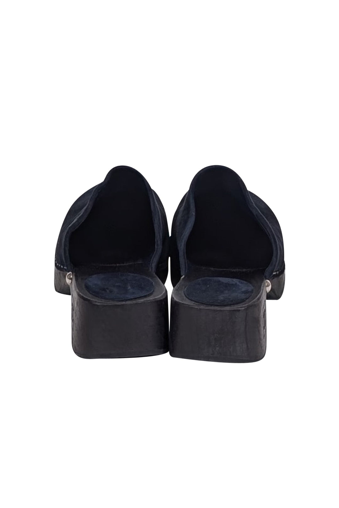 Chanel - Navy Suede Clog Mules Sz 11