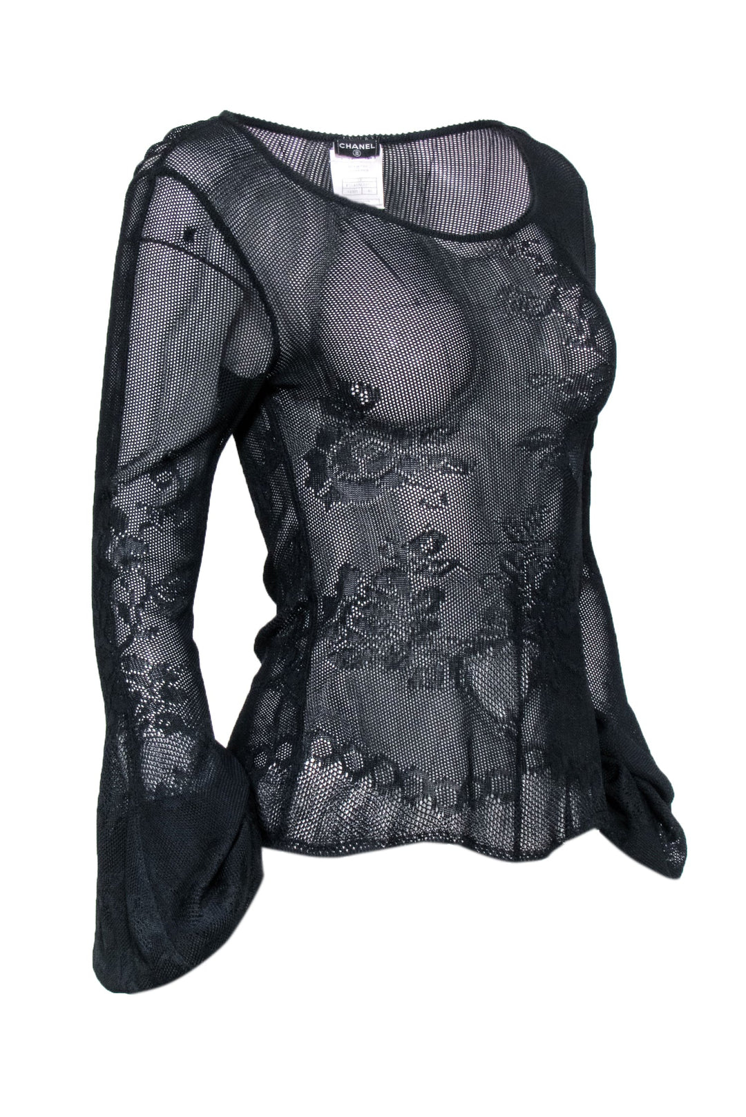 Chanel - Black Sheer Knit Top Sz 4