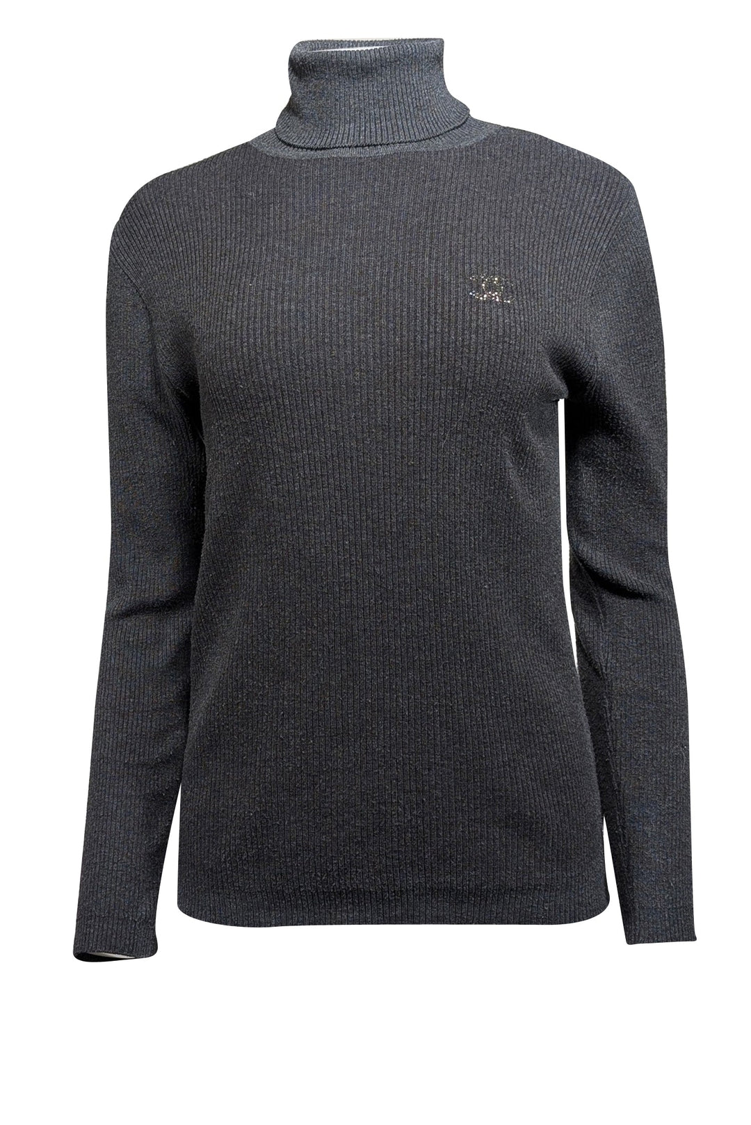 Wool Sweater Chanel Turtleneck Sweater Chanel Grey Ribbed Knit