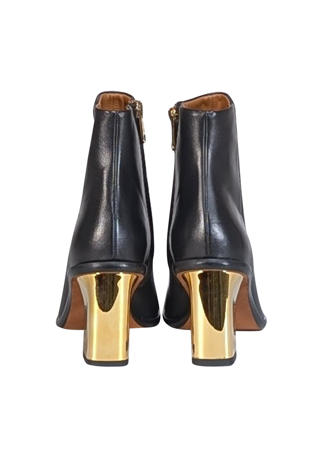 Chloe - Black Leather Gold Heeled Short Boots Sz 5.5 Chloe - Black Leather Gold Heeled Short Boots Sz 5.5
