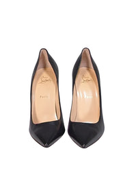 Christian Louboutin - Black Leather Pointed Toe Pumps Sz 12 - Current Boutique
