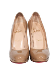 Current Boutique-Christian Louboutin - Nude Patent Leather Platform Pumps Sz 7.5